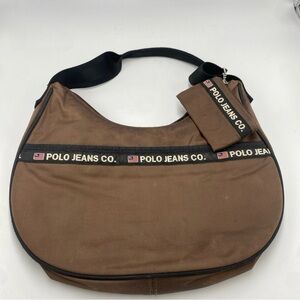 Ralph Lauren Polo Jeans Co Shoulder Bag Brown Y2K Baguette Small w Wallet Retro
